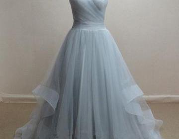 grey tulle ball gown